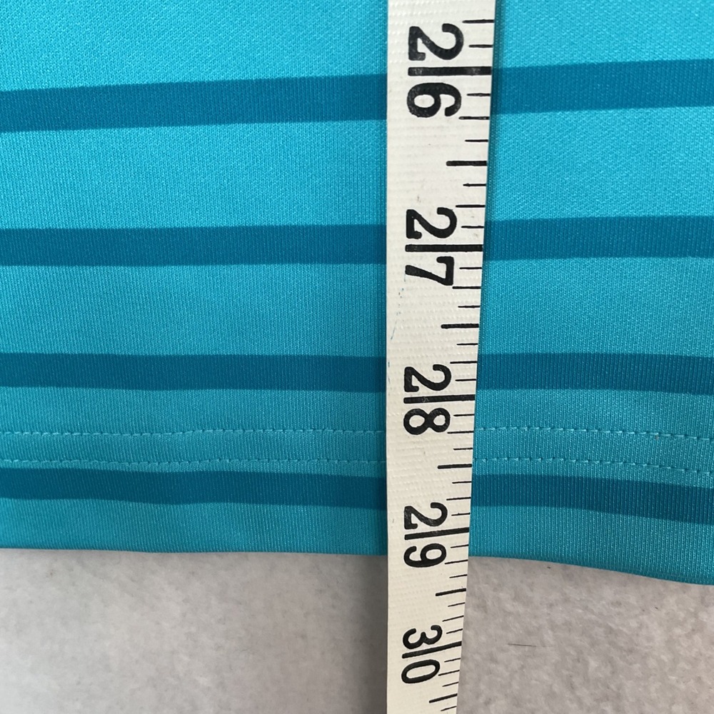 Under Armour Mens HeatGear Loose Stripe Polo Shirt Turquoise Blue L Short Sleeve - Picture 2 of 9